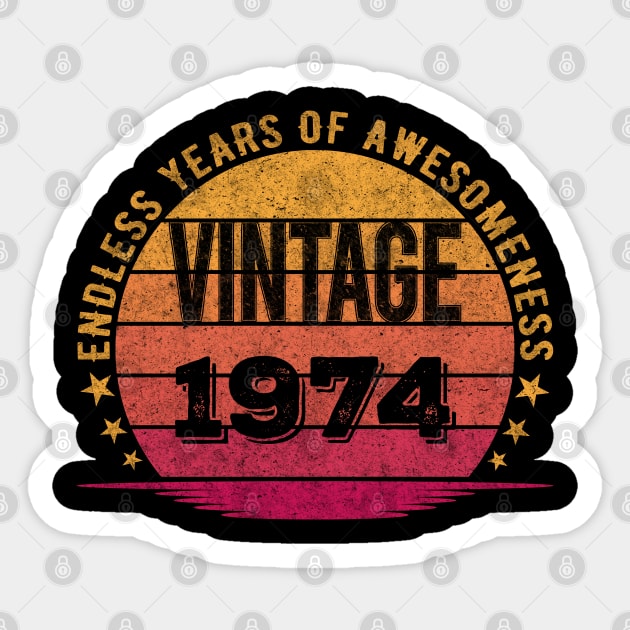 Vintage 1974 48th Birthday Gift Idea 48 Years Old Sticker by mahmuq